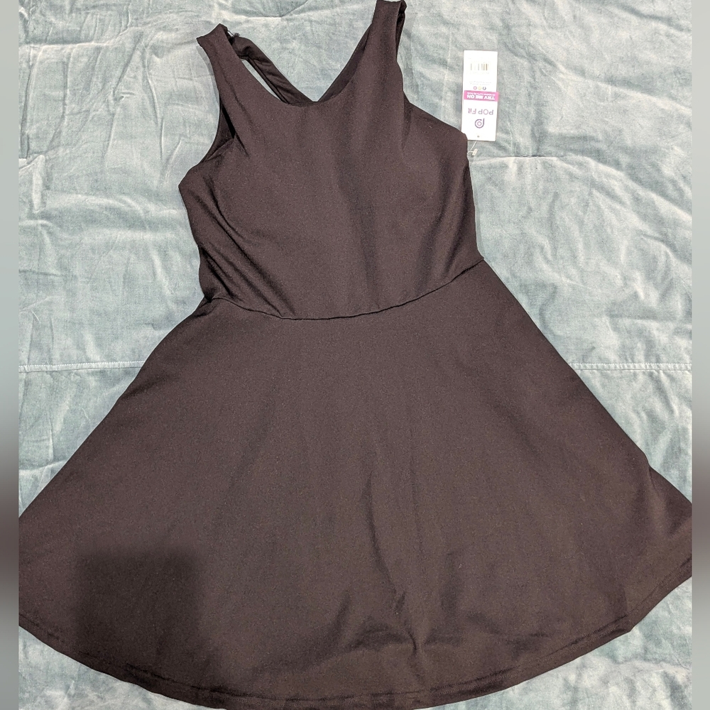 Popfit Fit & Flare Dress (Has Pockets!!) - Size L - Black NWT - Picture 11 of 11